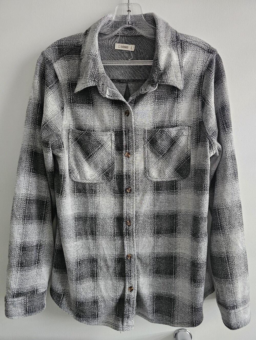 Ci Sono Women’s Flannel Gray Button Up Longsleeve Shirt Medium Large